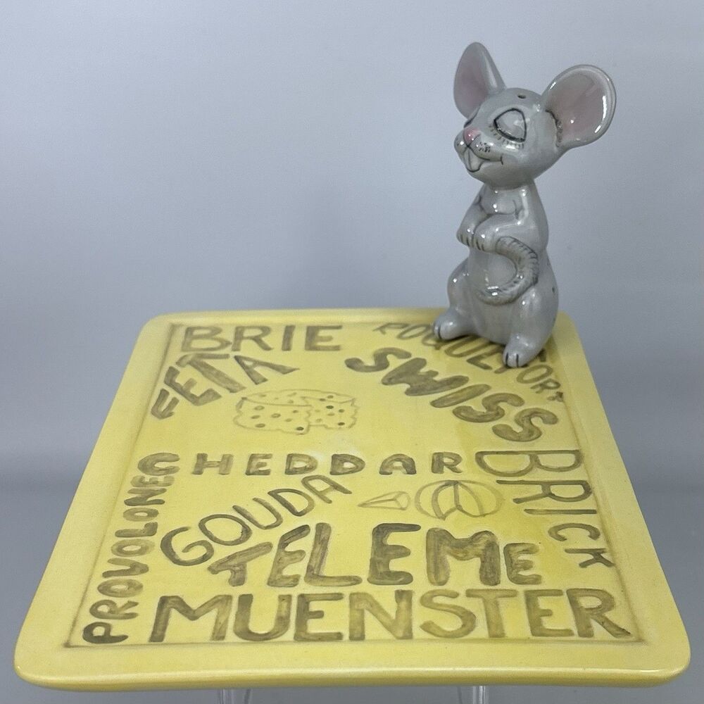 Vtg Ceramic Mouse Toothpick Holder Cheese Plate 8x6” Duncan Enterprises 1978